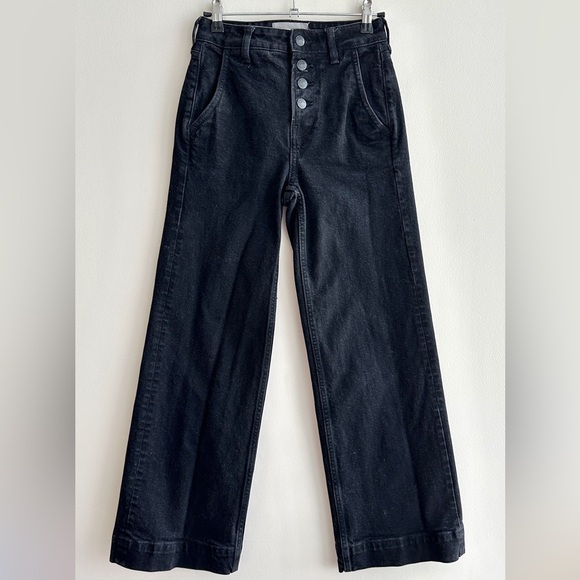 Everlane The Wide Leg Button-Fly Jeans, Black, Size 24 Regular - Picture 1 of 16